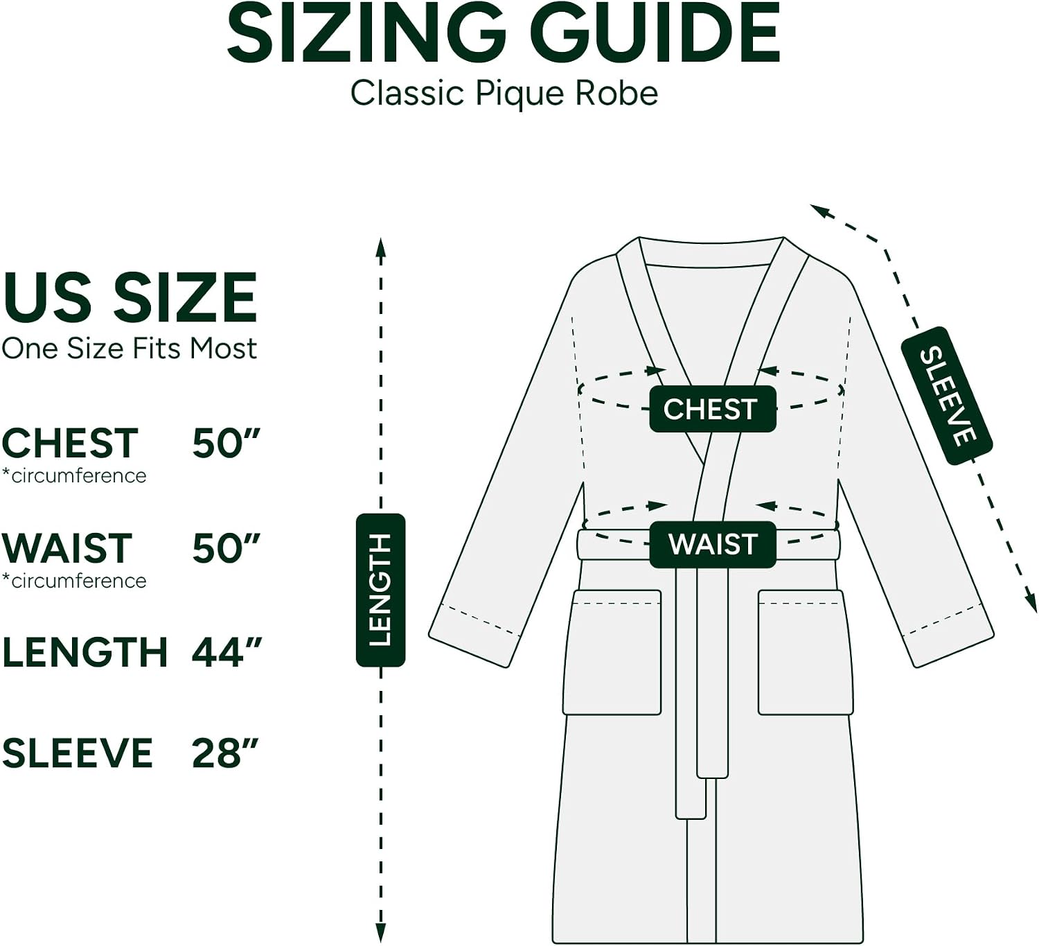 Classic Piqué Cotton Terry Robe, Unisex, One-Size-Fits-All