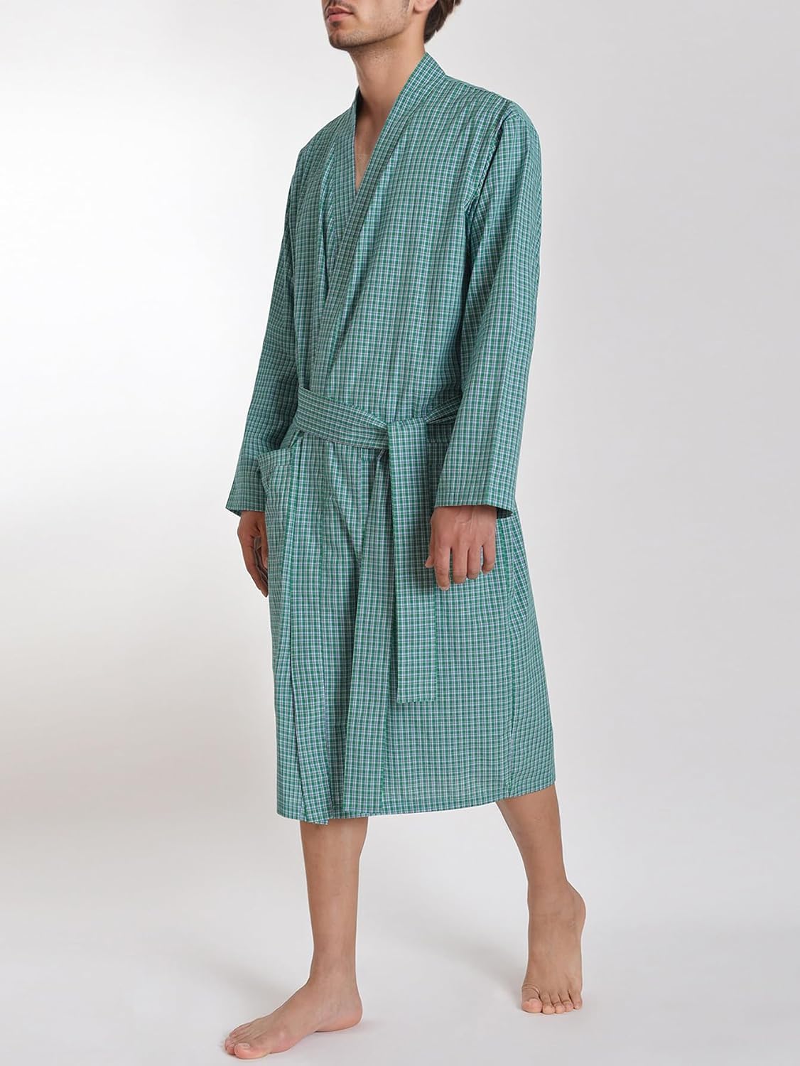 Men's Lightweight Summer Cotton Kimono-Style Bathrobe