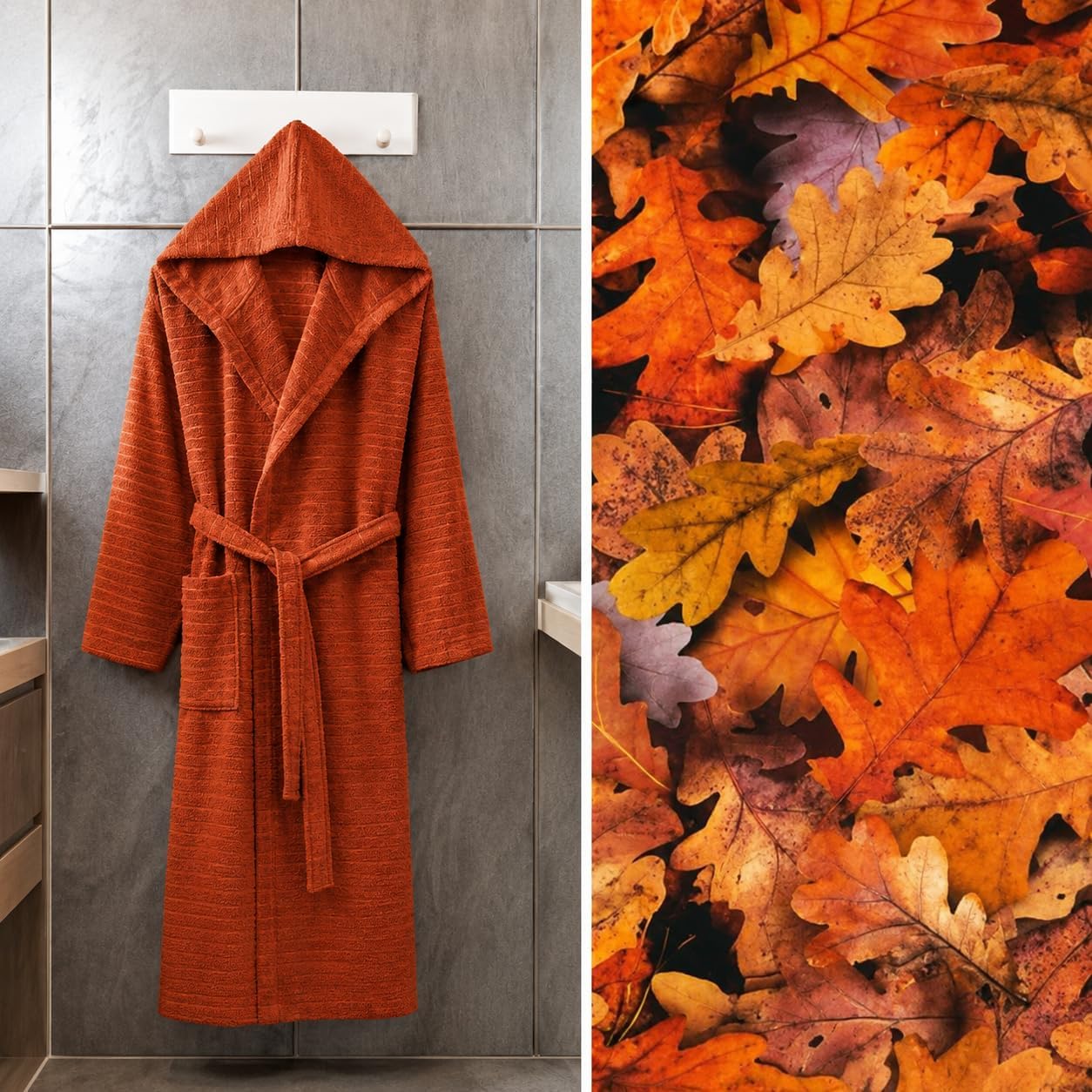 Turkish-Style Hooded Robe; Cotton Blend; Highly Absorbent And Quick-Drying; Unisex Spa Robe